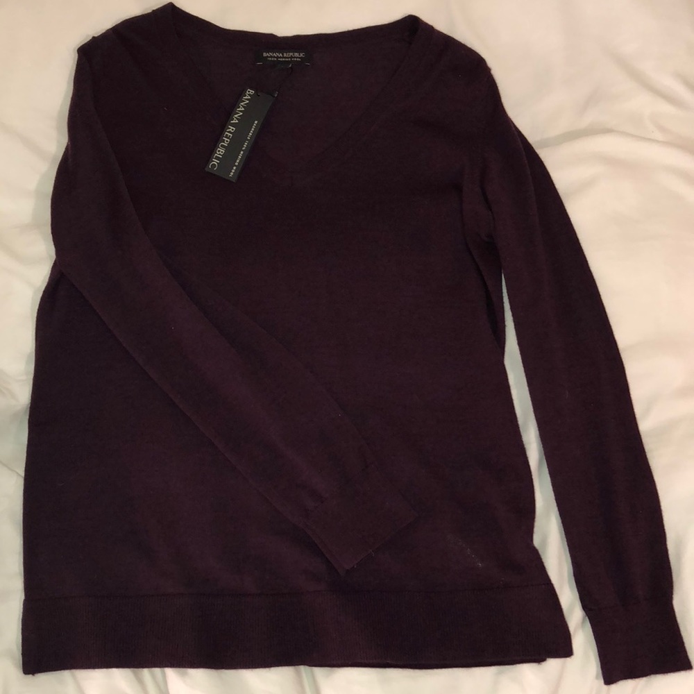 100% Merino Wool Banana Republic Purple Sweater